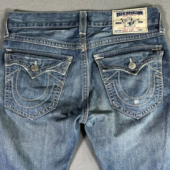 TRUE RELIGION Jeans mens 32 X 29 Bootcut Flap - Picture 9 of 12